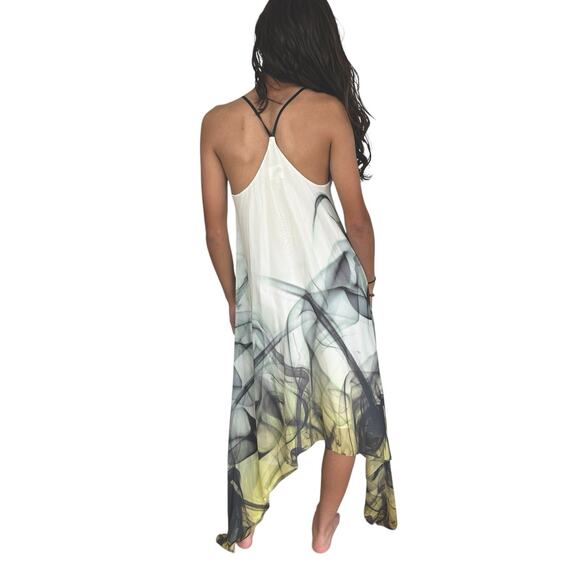 Milly Silk Dress Womens 0 Chiffon Smoke Print Delaney Vee Fairy Goth Glam Sultry - Picture 5 of 16